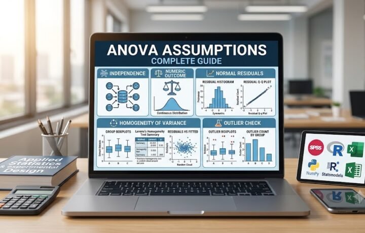 ANOVA Assumptions: Normality, Homogeneity, Independence, Outliers, SPSS, R, Python and Excel Guide guide image