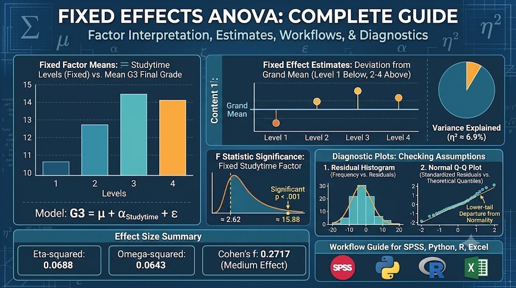 Fixed Effects ANOVA: Formula, Fixed Factor Interpretation, SPSS, Python, R and Excel Guide