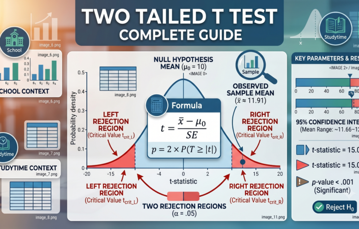 Two Tailed T Test: Formula, P Value, Critical Value, SPSS, Python, R and Excel Guide guide image