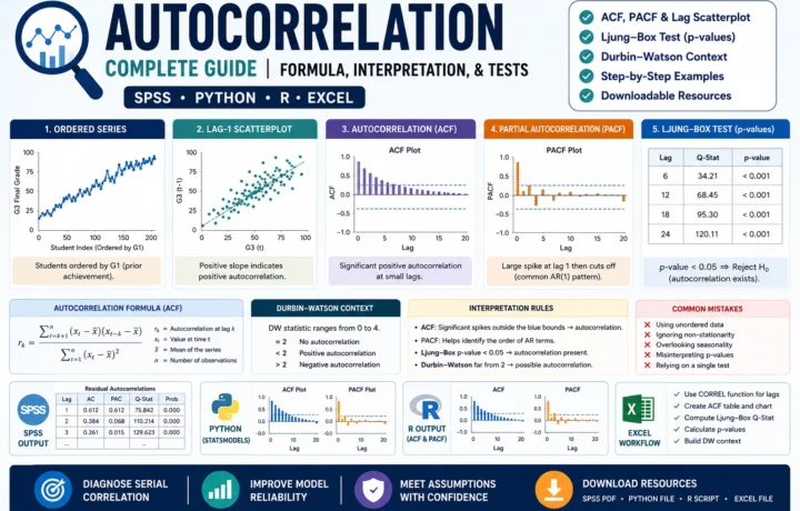 Autocorrelation Test: Formula, Interpretation, SPSS, Python, R and Excel Guide guide image