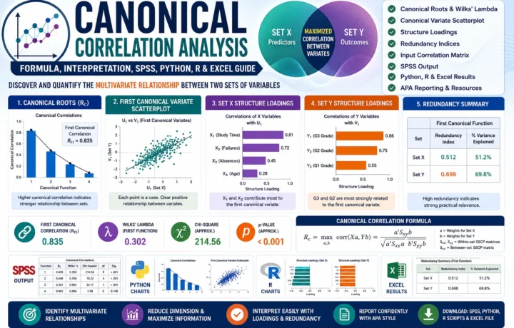 Canonical Correlation Analysis: Formula, Interpretation, SPSS, Python, R and Excel Guide guide image