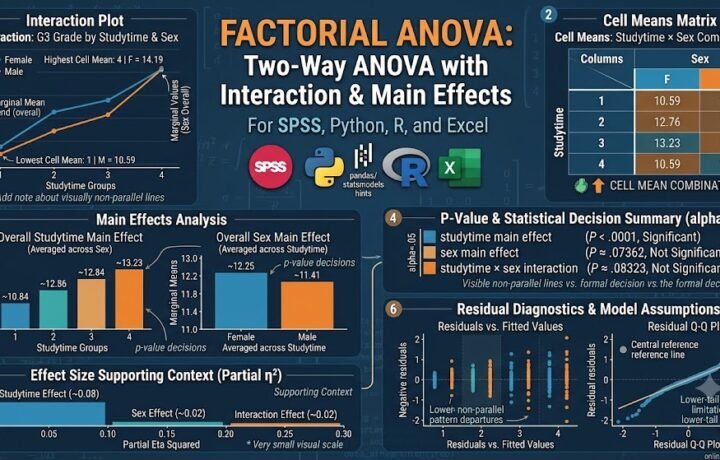 Factorial ANOVA: Two-Way ANOVA Formula, Interaction, Main Effects, SPSS, Python, R and Excel Guide guide image