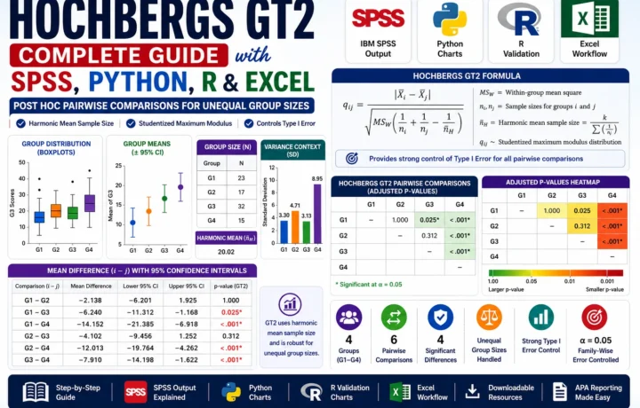 Hochbergs GT2: Formula, Interpretation, SPSS, Python, R and Excel Guide guide image