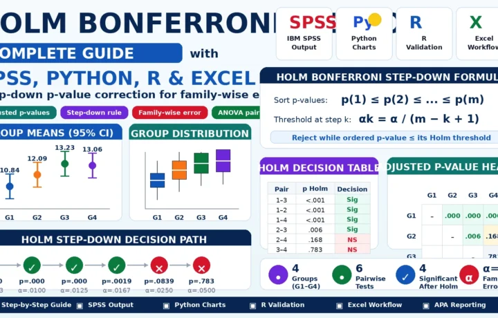Holm Bonferroni Method: Formula, Interpretation, SPSS, Python, R and Excel Guide guide image