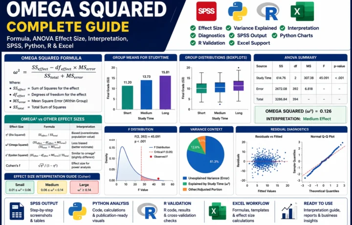 Omega Squared: Formula, ANOVA Effect Size, SPSS, Python, R and Excel Guide guide image