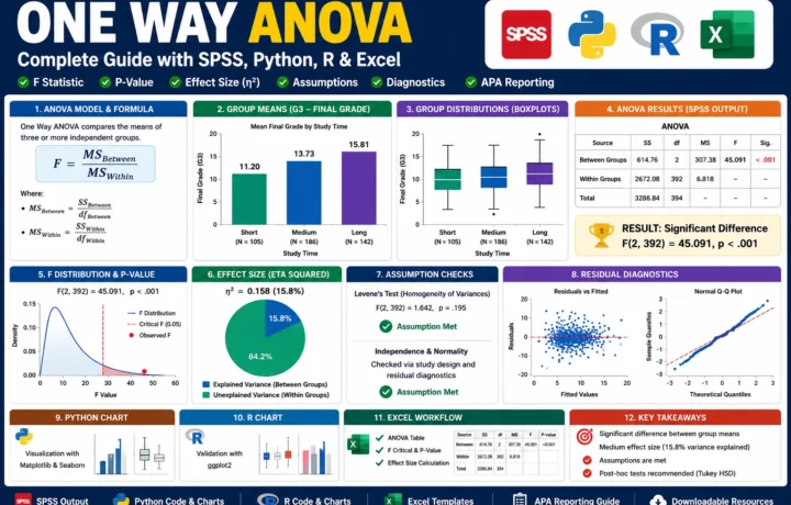 One Way ANOVA: Formula, Interpretation, SPSS, Python, R and Excel Guide guide image
