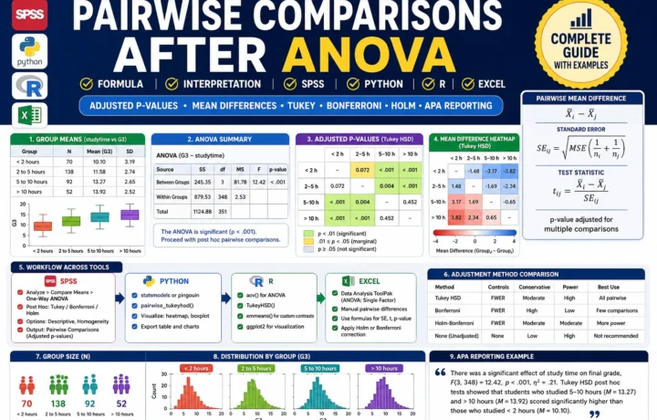 Pairwise Comparisons After ANOVA: Formula, Interpretation, SPSS, Python, R and Excel Guide guide image