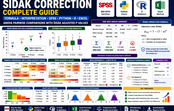 Sidak Correction: Formula, Interpretation, SPSS, Python, R and Excel Guide guide image