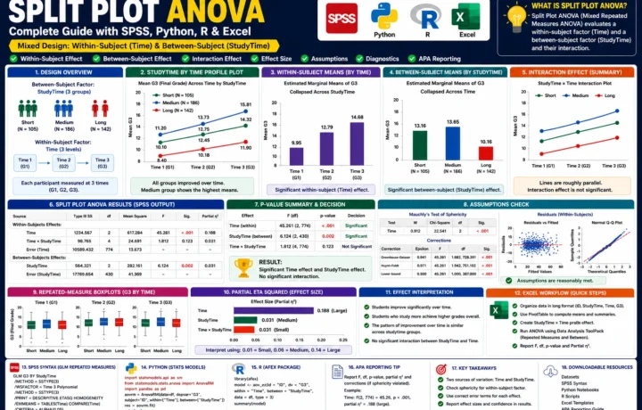 Split Plot ANOVA: Formula, Interpretation, SPSS, Python, R and Excel Guide guide image