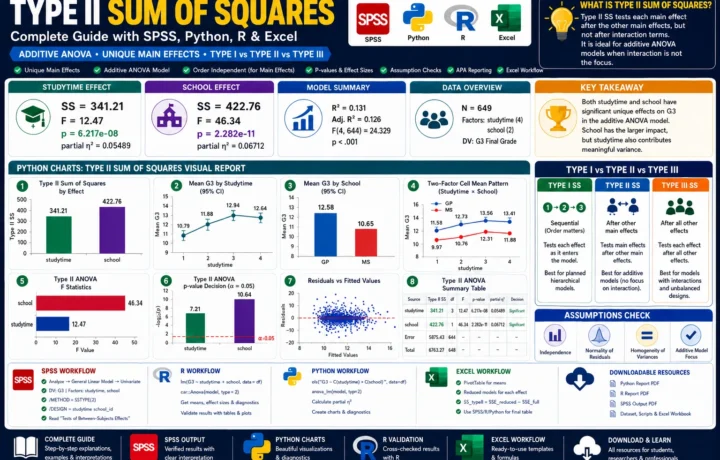 Type II Sum of Squares: Formula, Interpretation, SPSS, Python, R and Excel Guide guide image
