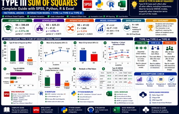 Type III Sum of Squares: Formula, Interpretation, SPSS, Python, R and Excel Guide guide image