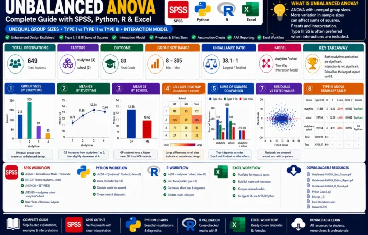 Unbalanced ANOVA: Formula, Interpretation, SPSS, Python, R and Excel Guide guide image