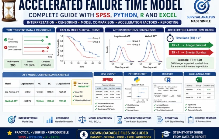 Accelerated Failure Time Model: Interpretation, SPSS, Python, R and Excel Guide guide image