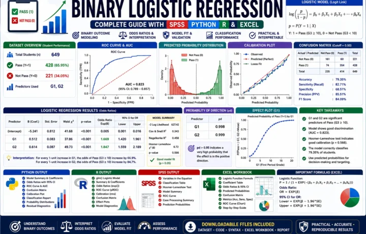 Binary Logistic Regression: Formula, Interpretation, SPSS, Python, R and Excel Guide guide image
