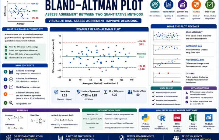 Bland Altman Plot: Formula, Interpretation, Python, R, SPSS and Excel Guide guide image