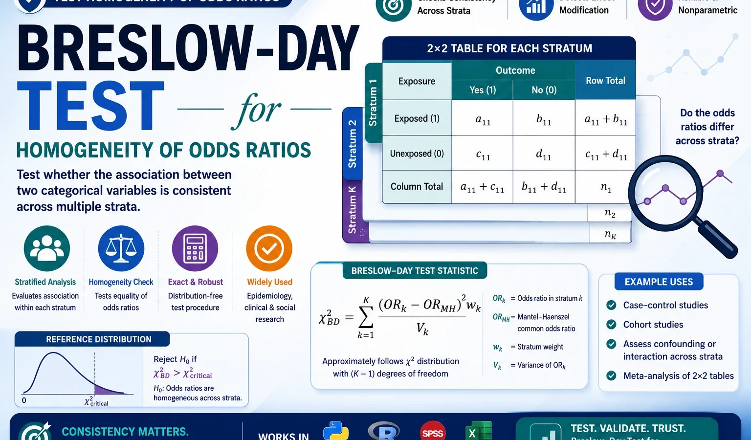 Breslow-Day Test: Formula, Interpretation, Python, R, SPSS and Excel Guide