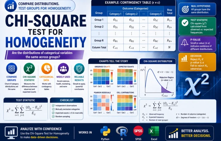 Chi Square Test for Homogeneity: Formula, Example, Calculator, Python, R, SPSS and Excel Guide guide image