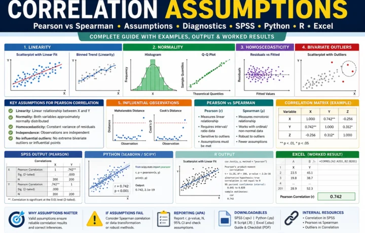 Correlation Assumptions: Pearson, Spearman, SPSS, Python, R and Excel Guide guide image