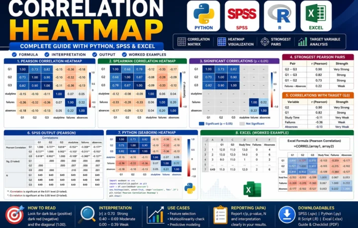 Correlation Heatmap: Formula, Interpretation, SPSS, Python and Excel Guide guide image