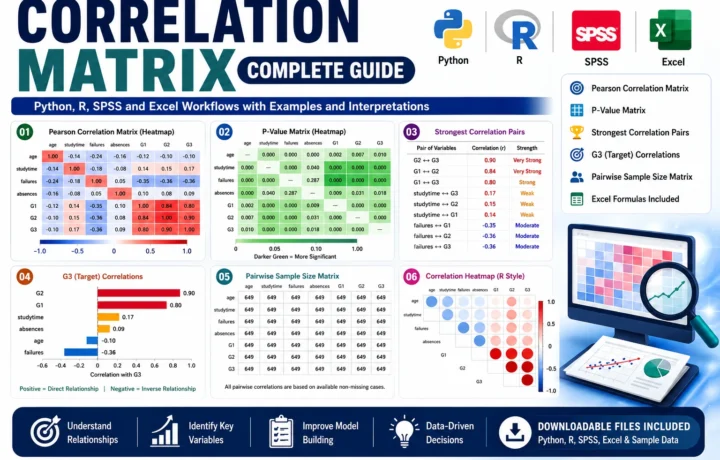 Correlation Matrix: Python, R, SPSS and Excel Complete Guide guide image