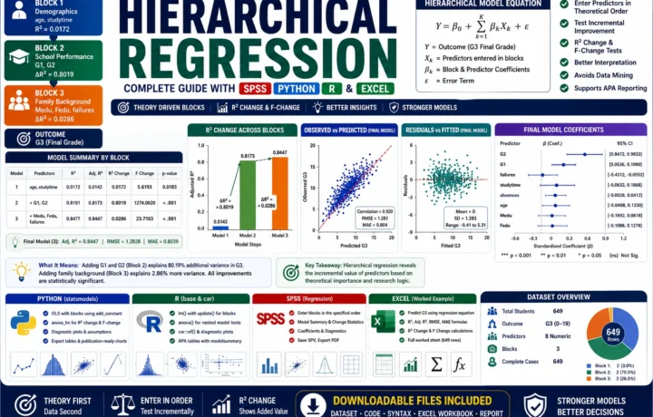Hierarchical Regression: Formula, Interpretation, SPSS, Python, R and Excel Guide guide image