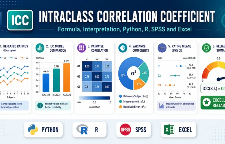 Intraclass Correlation Coefficient: ICC(2,k) Formula, Interpretation, SPSS, Python, R and Excel Guide guide image