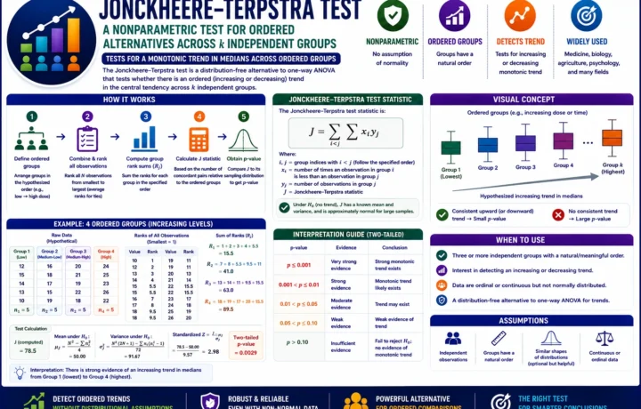 Jonckheere Terpstra Test: 7 Essential Steps, Formula and Worked Example guide image