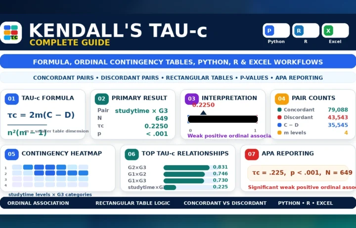 Kendall’s Tau-c: Formula, Interpretation, Python, R and Excel Guide guide image
