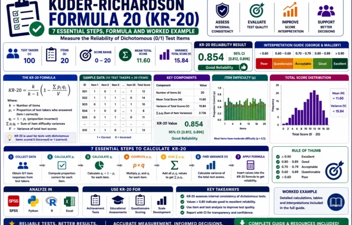 Kuder Richardson Formula 20: 7 Essential Steps, Formula and Worked Example guide image