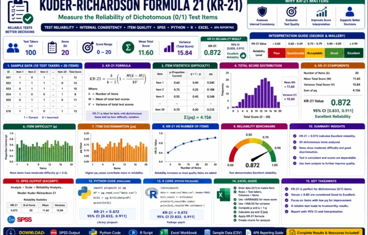 Kuder-Richardson Formula 21: Formula, Example, Interpretation and Software Guide guide image