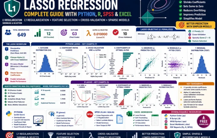 Lasso Regression: Formula, Interpretation, Python, R, SPSS and Excel Guide guide image