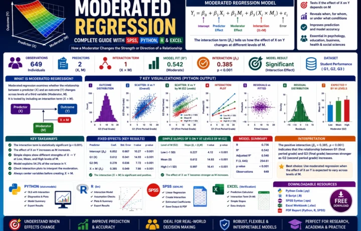 Moderated Regression: Formula, Interpretation, SPSS, Python, R and Excel Guide guide image