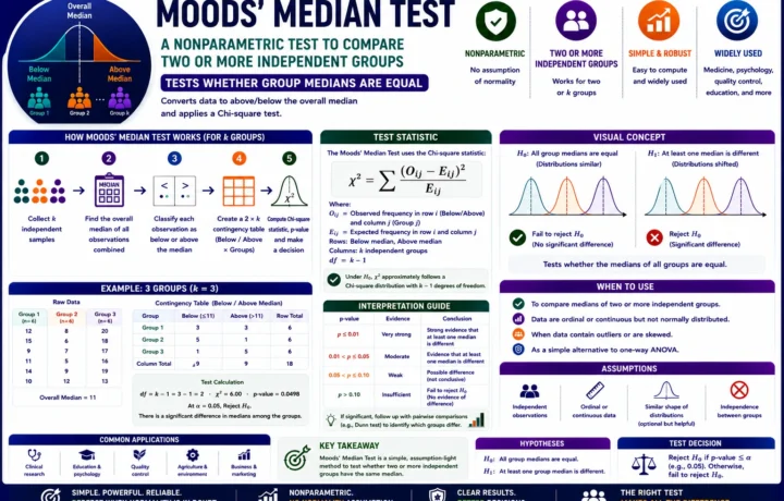 Mood’s Median Test: Formula, Interpretation, Python, R, SPSS and Excel Guide guide image