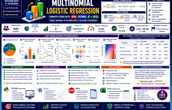 Multinomial Logistic Regression: Formula, Interpretation, SPSS, Python, R and Excel Guide guide image