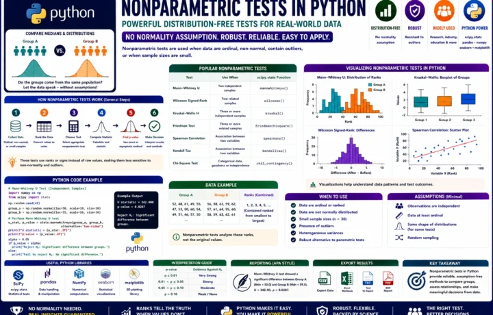 Nonparametric Tests in Python: 12 Essential Methods, Code and Interpretation guide image