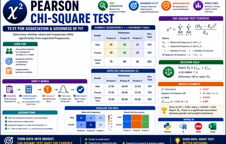 Pearson Chi-Square Test: Formula, Interpretation, Calculator, Python, R, SPSS and Excel Guide guide image