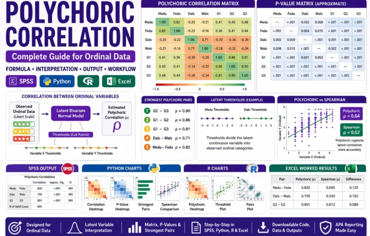 Polychoric Correlation: Formula, Interpretation, SPSS, Python, R and Excel Guide guide image