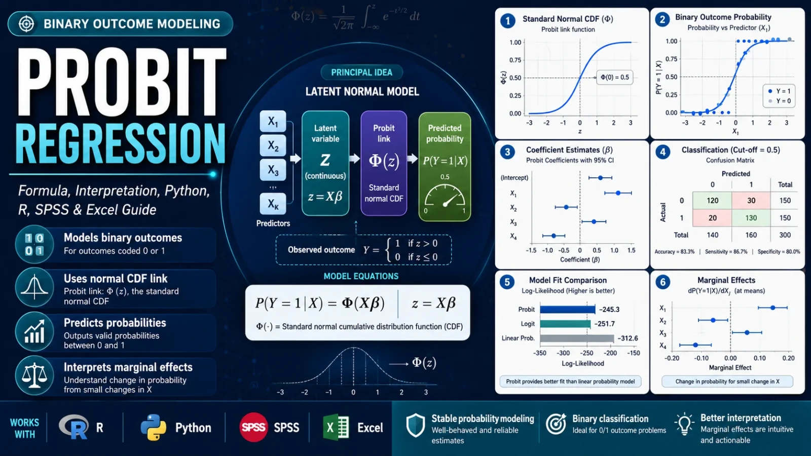 Probit Regression: Formula, Interpretation, Python, R, SPSS and Excel Guide