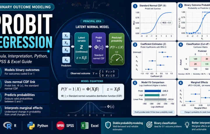 Probit Regression: Formula, Interpretation, Python, R, SPSS and Excel Guide guide image