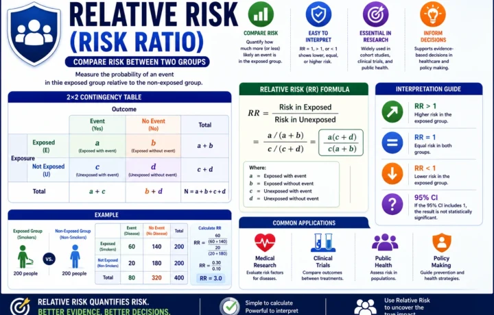 Relative Risk: Formula, Calculator, Interpretation, Python, R, SPSS and Excel Guide guide image