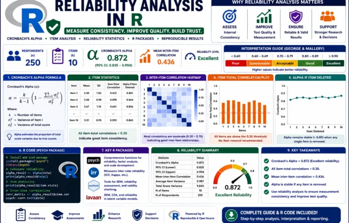 Reliability Analysis in R: Standardized Alpha, R Code and Interpretation guide image