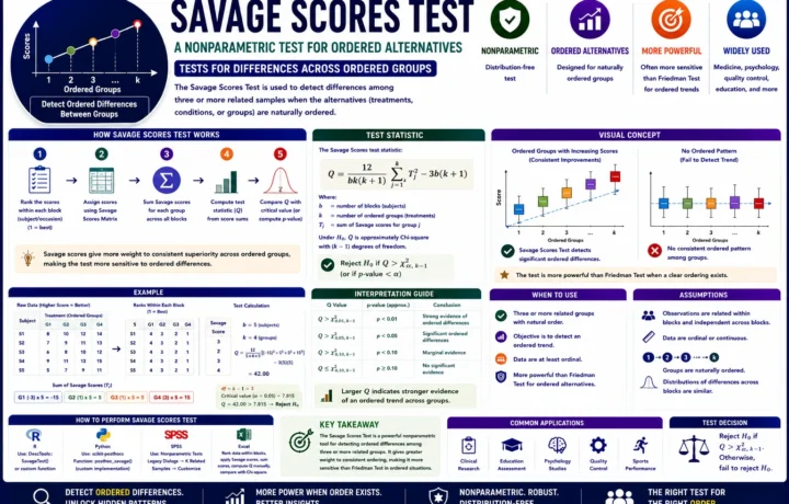 Savage Scores Test: Formula, Interpretation, Python, R, SPSS and Excel Guide guide image