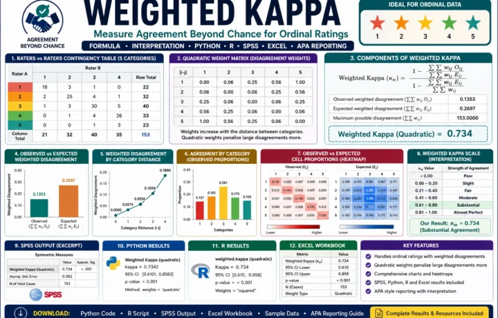 Weighted Kappa: Formula, Interpretation, Example, Python, R, SPSS and Excel Guide guide image