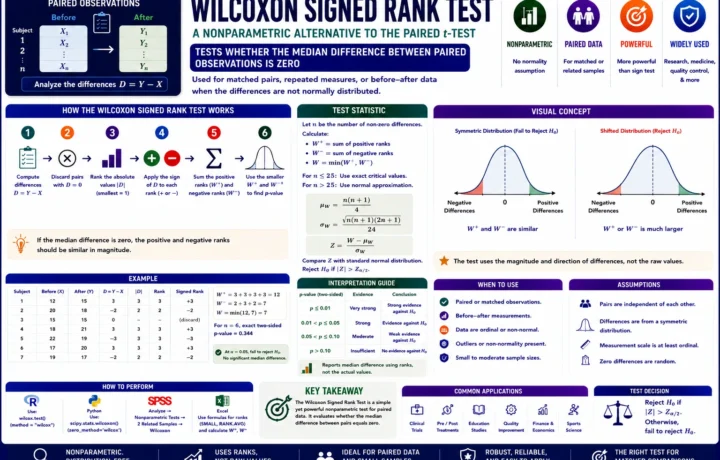 Wilcoxon Signed Rank Test: 7 Steps, Formula and Worked Example guide image